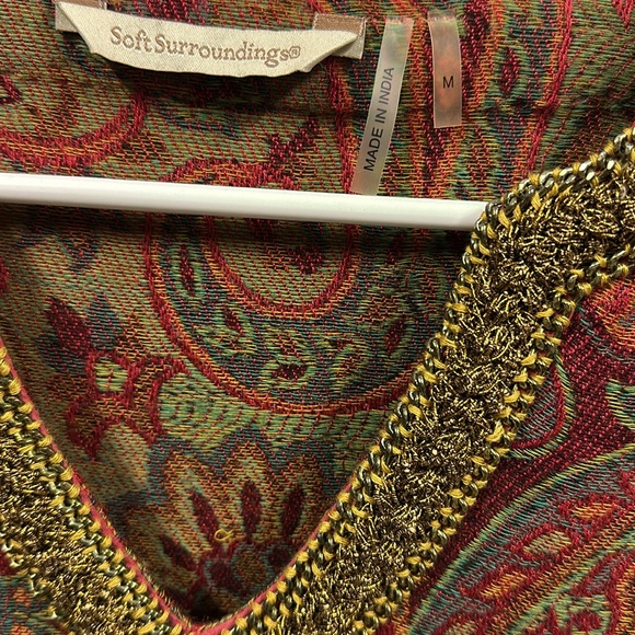 Soft Surroundings Pasha Pullover Red Paisley Tunic Imported Tunic Blouse Top M - Picture 8 of 11